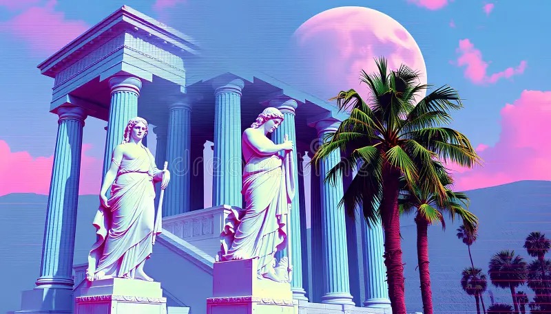 蒸汽波（Vaporwave）风格视觉示例